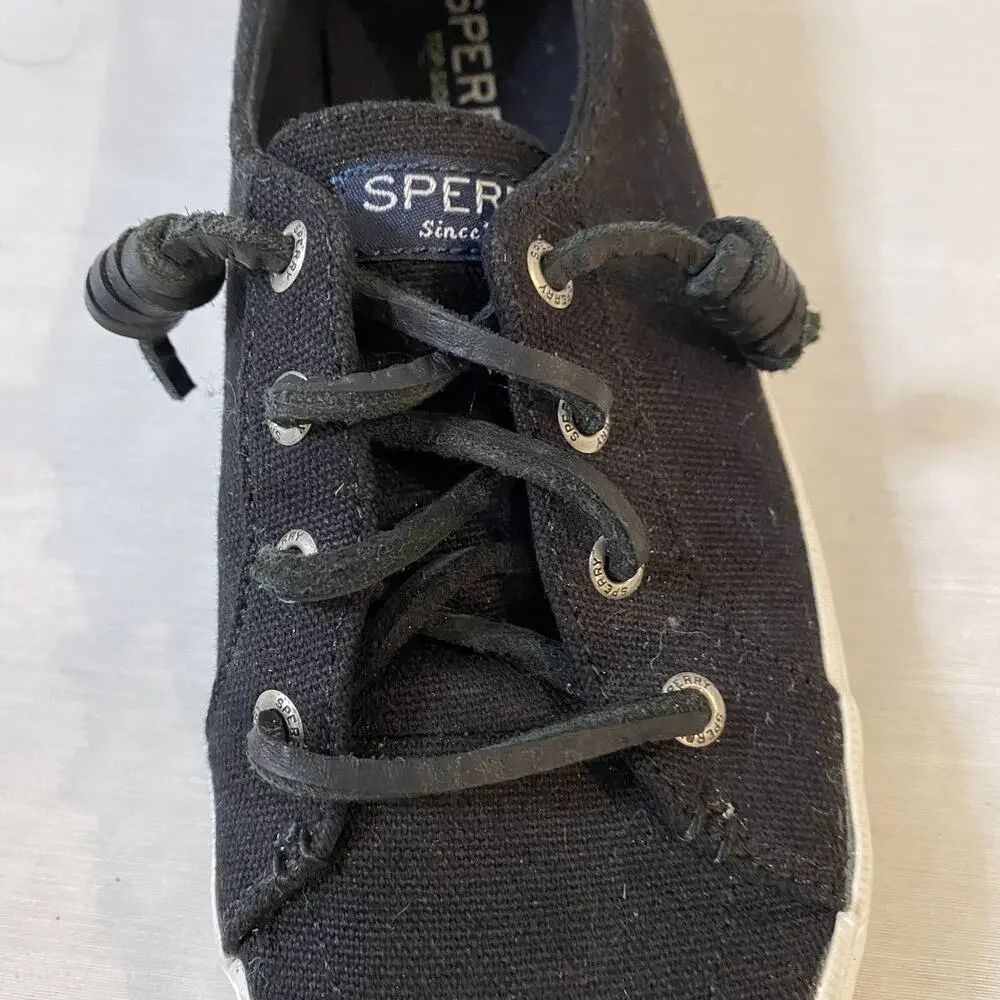 SPERRY TOPSIDERS CANVAS SNEAKERS SIZE 6.5 STS99251 BLACK